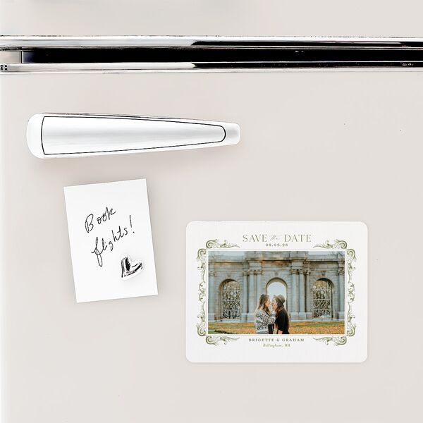 Vintage Ornate Frame Save The Date Magnets Olive Magnet Paper