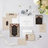 Vintage Nouveau Floral Wedding Invitations Merlot Signature Blank No Rounded