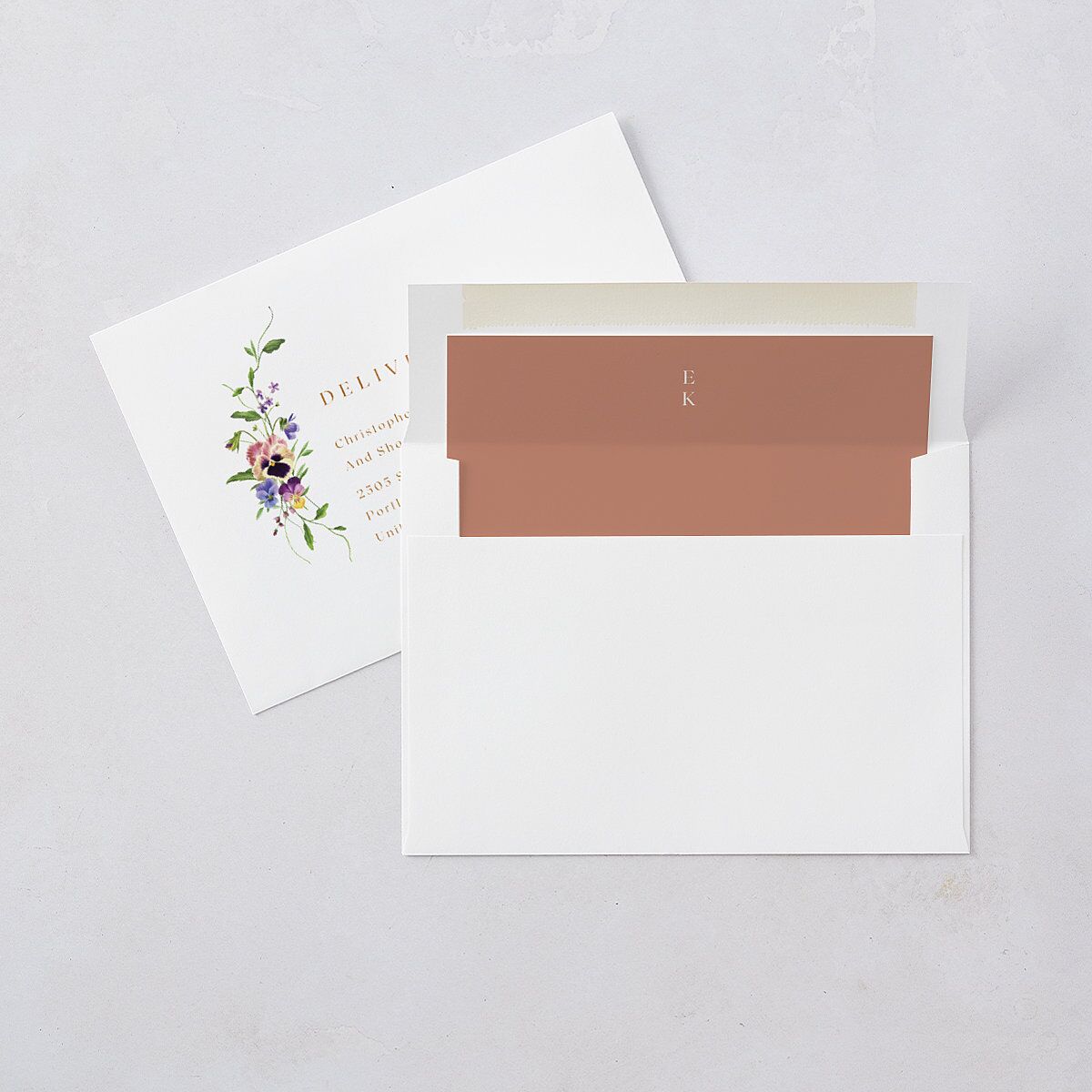 Wild Pansies Wedding Invitations Rose Gold Signature Blank No Standard