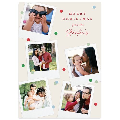 Instant Film Christmas Confetti Holiday Cards Ivory Signature Blank Portrait  Standard