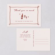 Hand Drawn Cake Bridal Shower Thank You Postcards Red Clay