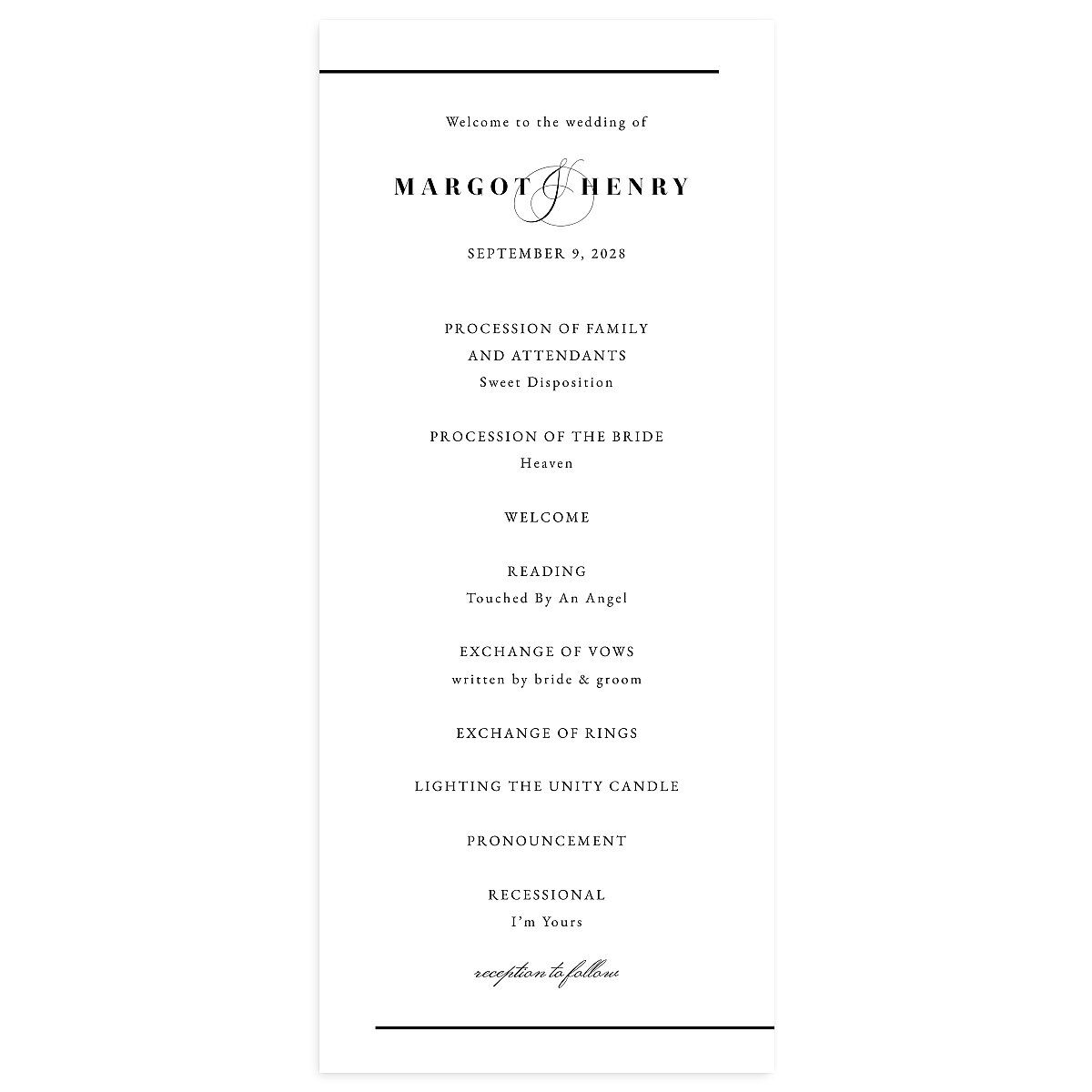 Classic Monogram Wedding Programs
