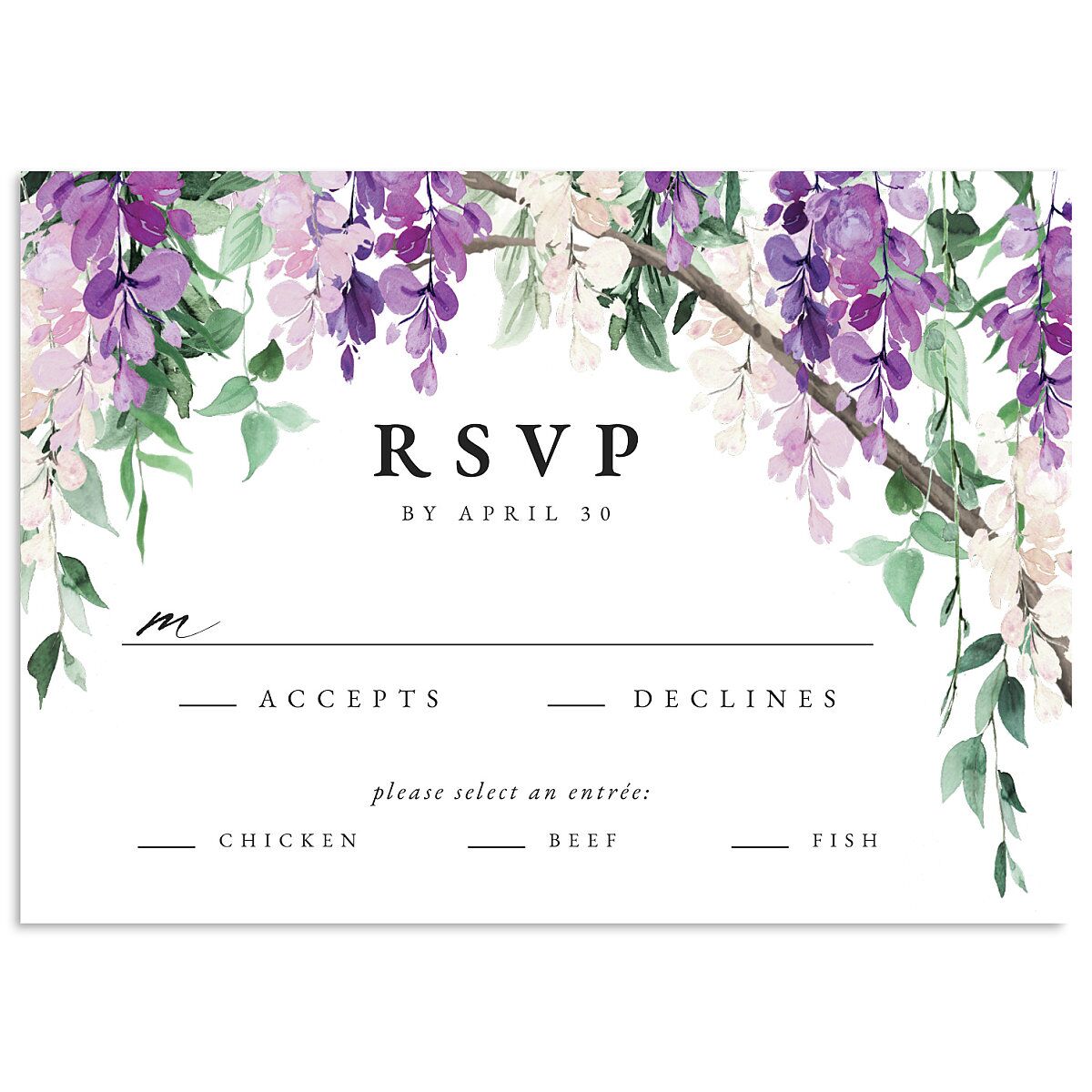 Romantic Wisteria Wedding Response Cards