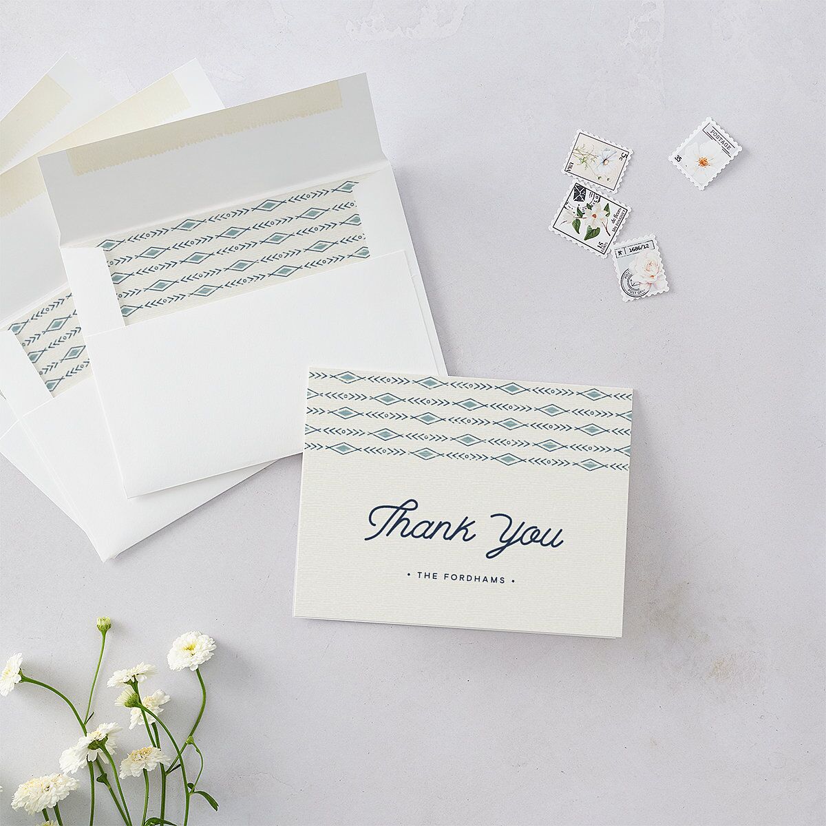 Vintage Mountain Thank You Cards Dusty Blue