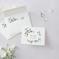 Modern Eucalyptus Thank You Cards Pure White