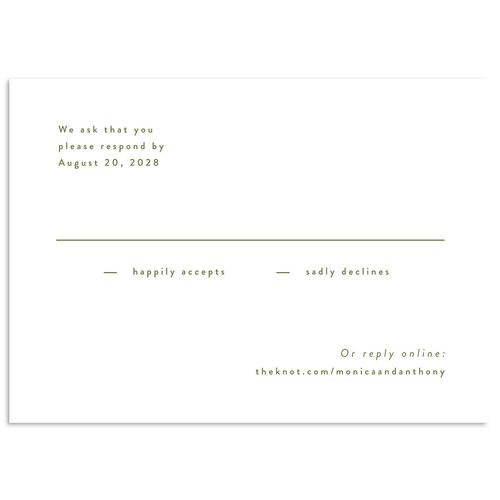 Simple Editorial Photo Wedding Response Cards Olive Signature Standard