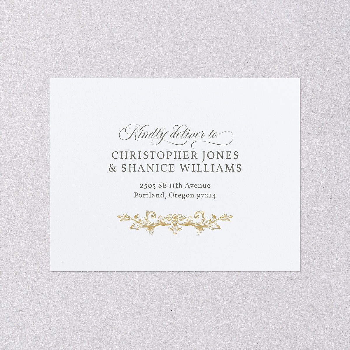 Vintage Regency Monogram Frame All-in-One Wedding Invitations Champagne Signature Light Both Recipient and Return Addresses No