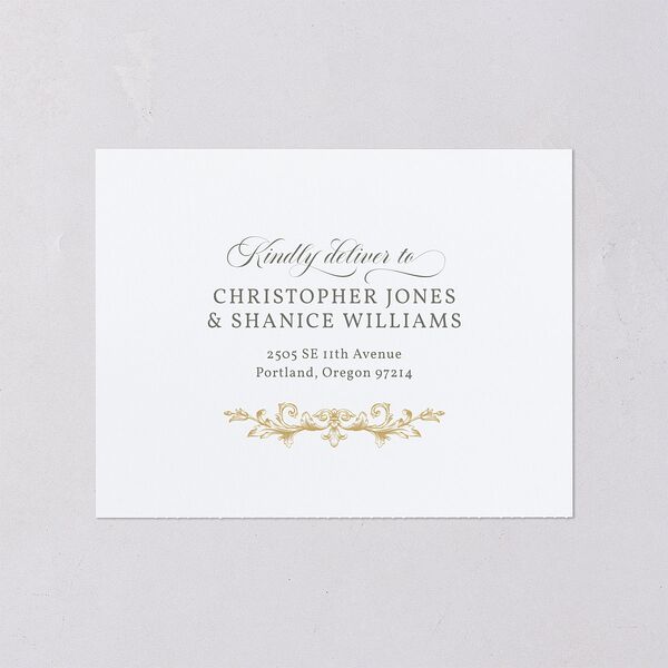 Vintage Regency Monogram Frame All-in-One Wedding Invitations Champagne Signature Light Both Recipient and Return Addresses No