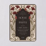 Vintage Nouveau Floral Wedding Invitations Merlot Signature Blank No Rounded