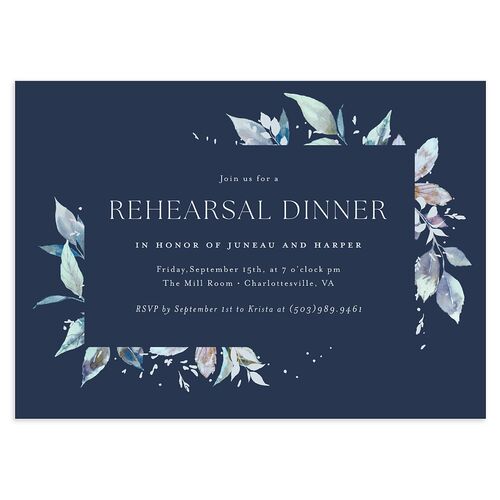 Autumn Frame Rehearsal Dinner Invitations Moody Blue Signature Blank Standard