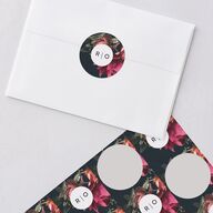 Blooming Botanical Wedding Stickers Ink Blue Circle