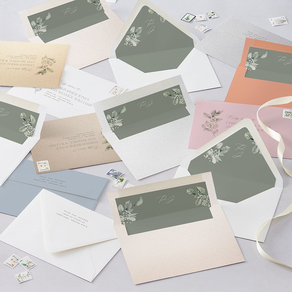 Elegant Pastel Floral Wedding Invitations Pure White Signature Blank No Standard