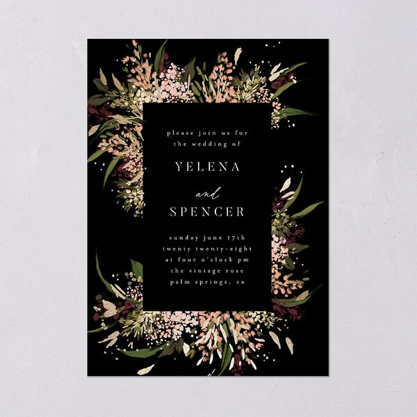 Moody Romance Wedding Invitations Gold Midnight Signature Blank No