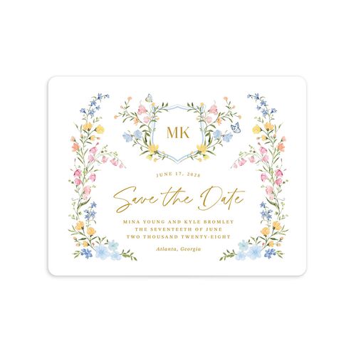 Fairytale Wildflower Crest Save The Date Magnets Daffodil Magnet Paper