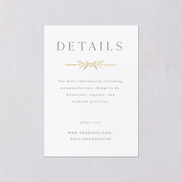 Monogram Leaves Wedding Event Detail Cards Gold Eucalyptus Signature Standard