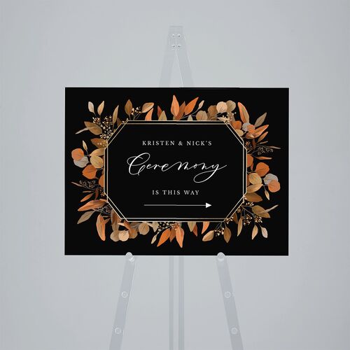 Eucalyptus Frame Standard Direction Sign Medium Walnut Standard Outdoor Corrugated M Direction