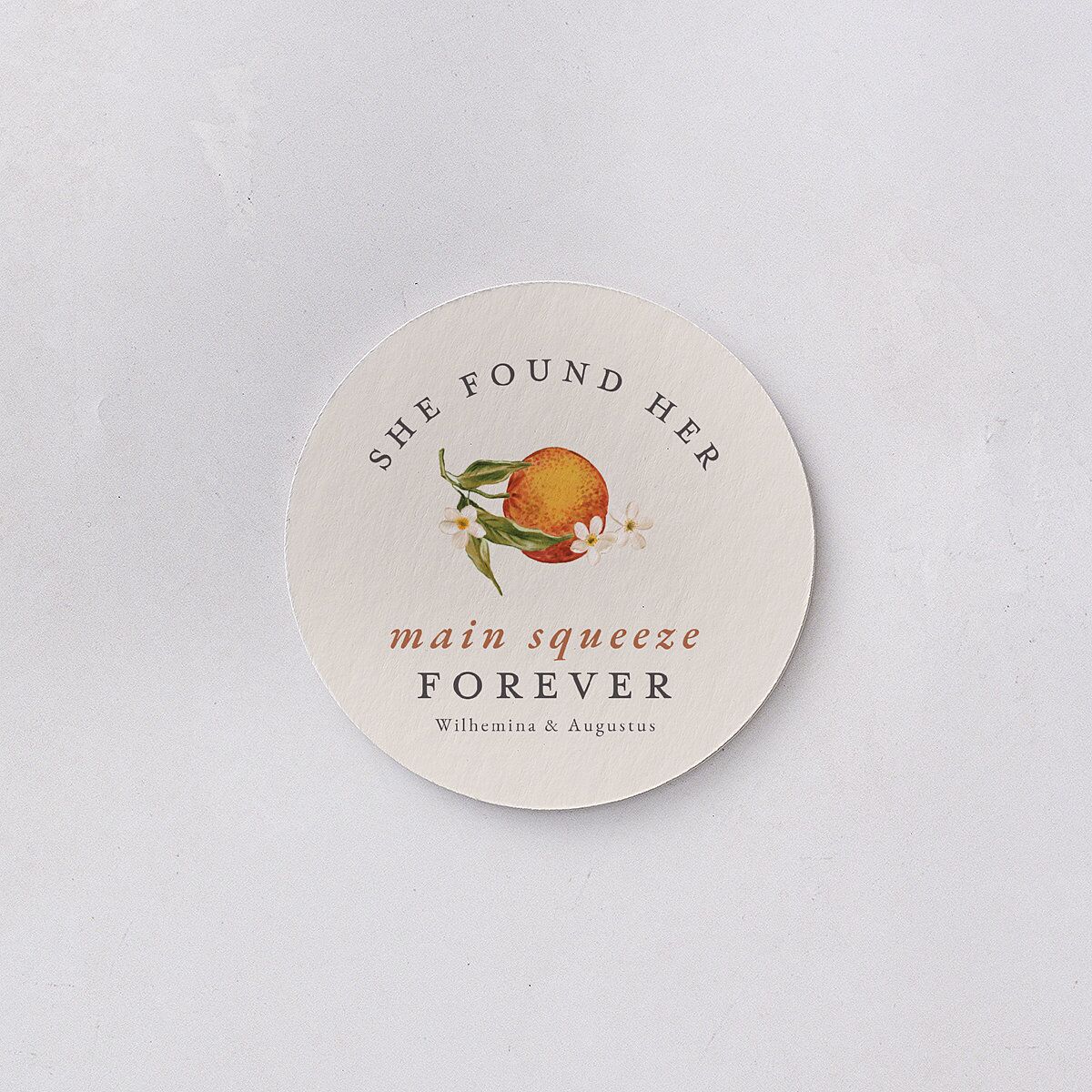Botanical Citrus Garden Bridal Shower Wedding Day Coasters Rose Gold Cardboard Circle