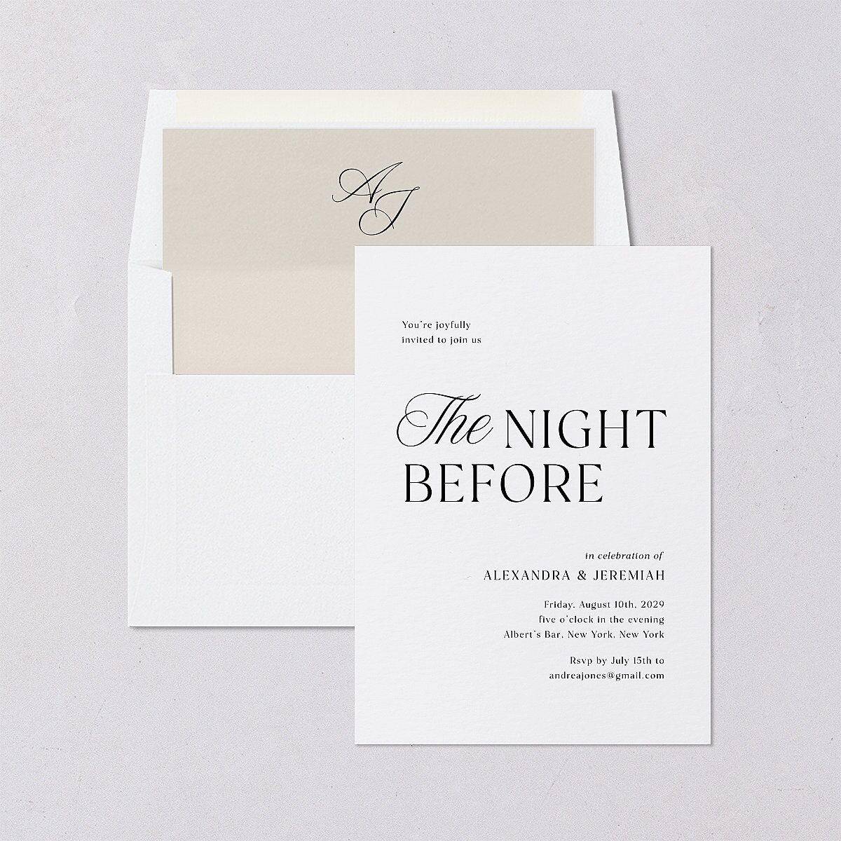 The Night Before Rehearsal Dinner Invitations Midnight Signature Blank Standard