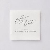 Romantic Calligraphy Cocktail Napkins Silver Napkin Uncoined