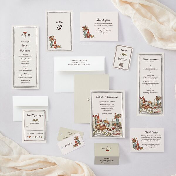 Hand Drawn Tablescape Place Cards Linen Signature