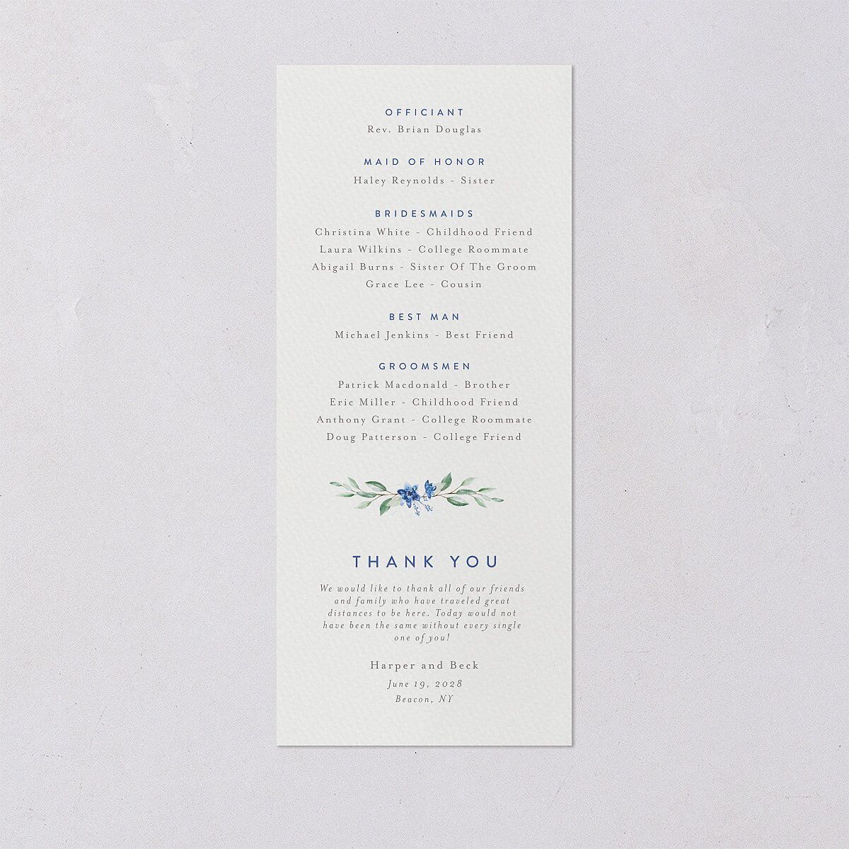 Watercolor Crest Wedding Programs Cornflower Signature