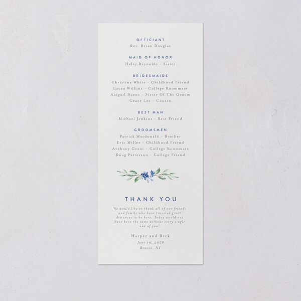 Watercolor Crest Wedding Programs Cornflower Signature