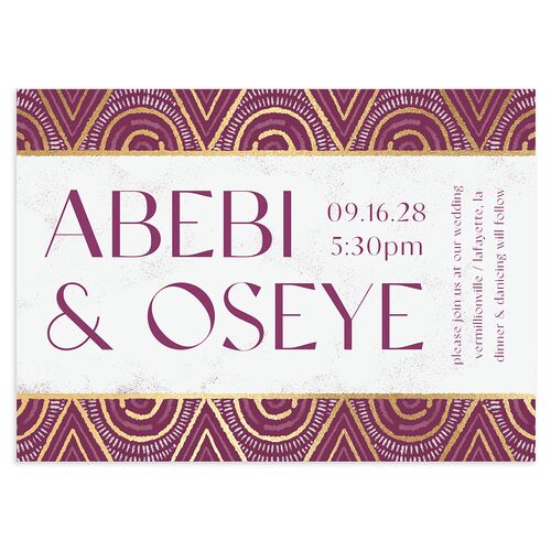 Gilded Sahara Pattern Wedding Invitations Gold Bordeaux Signature Blank No Standard