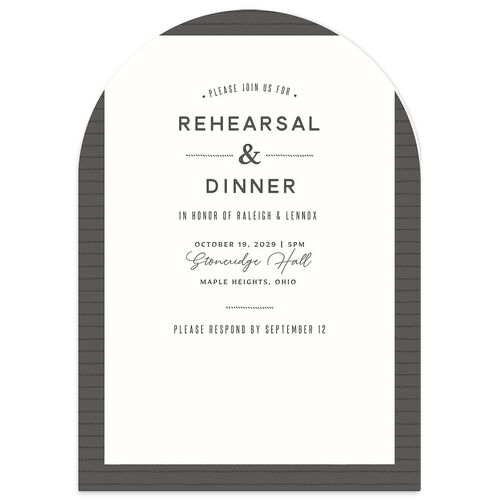 Country Farm Rehearsal Dinner Invitations Steel Gray Signature Blank Arch