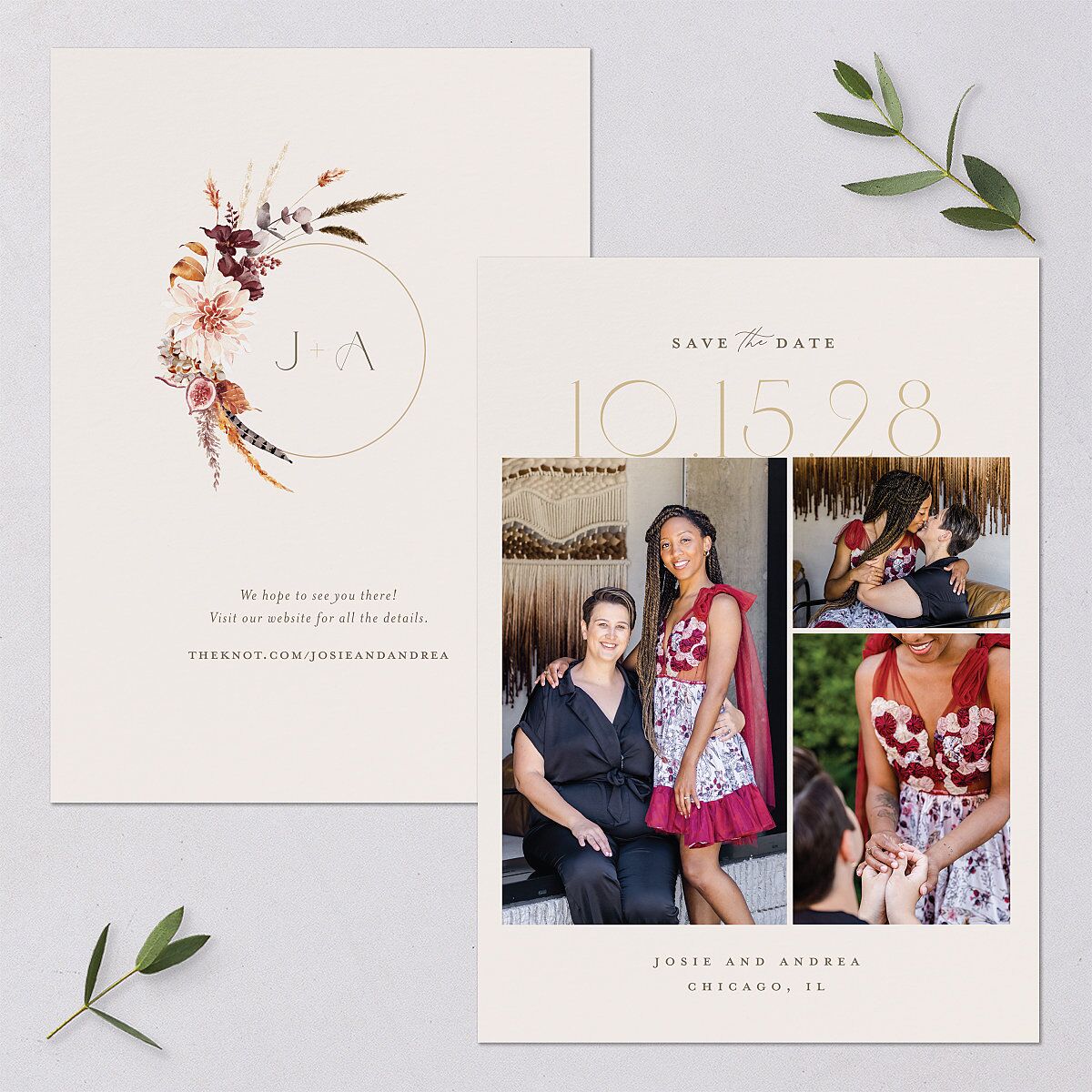Eclectic Adornment Save the Date Cards Peony Signature smooth Blank No Standard