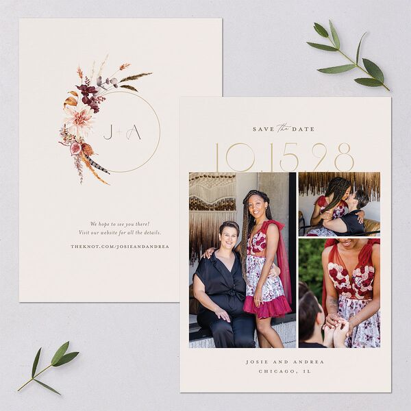 Eclectic Adornment Save the Date Cards Peony Signature smooth Blank No Standard