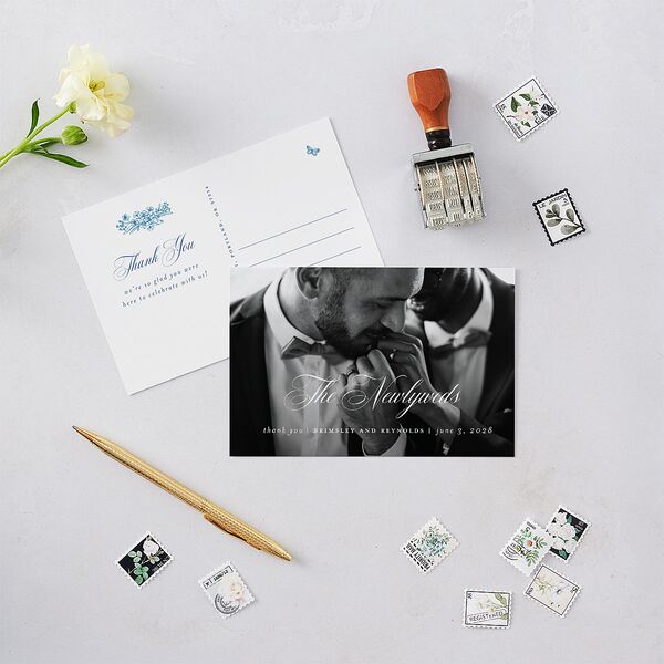 Elegant Antique Toile Frame Thank You Postcards by Bridgerton Cruise