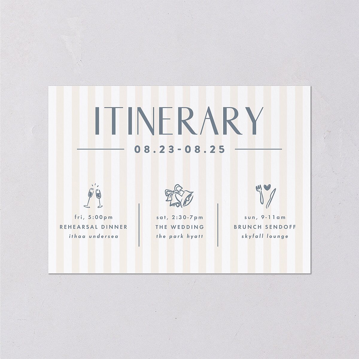 Destination Photo Poster Wedding Enclosure Cards Dusty Blue Signature Standard