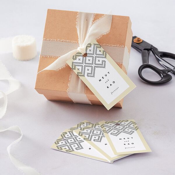 Chinese Lu Mien Favor Gift Tags Pure White Signature