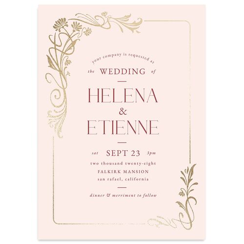 Nouveau Frame Foil Wedding Invitations Gold Desert Rose Signature Blank No Standard