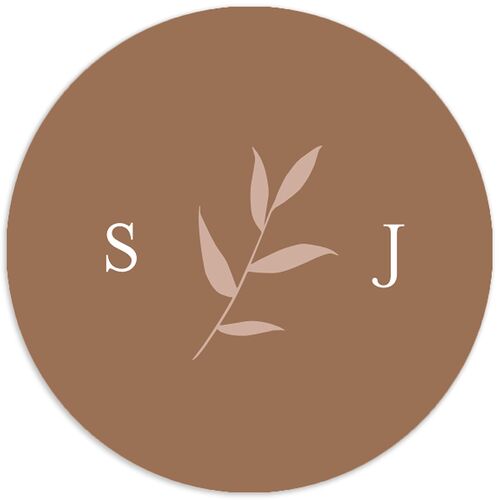Oval Garland Wedding Stickers Sepia Circle