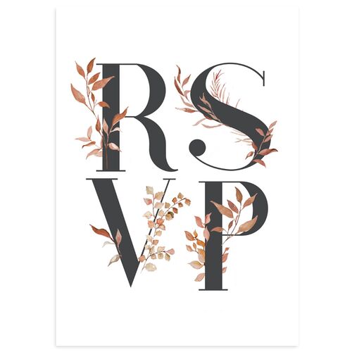 Leafy Ampersand Wedding Response Cards Saddle Signature Standard