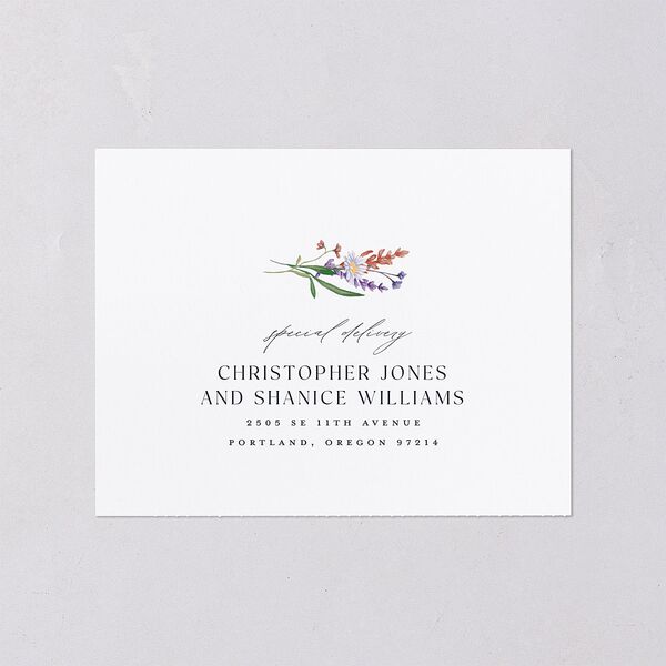 Mountain Wildflowers All-in-One Wedding Invitations Dusty Blue Signature Light Both Recipient and Return Addresses No