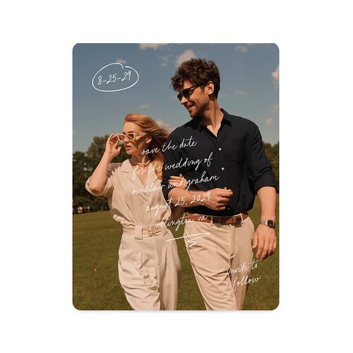 Sunny Day Modern Script Save The Date Magnets Pure White Magnet Paper