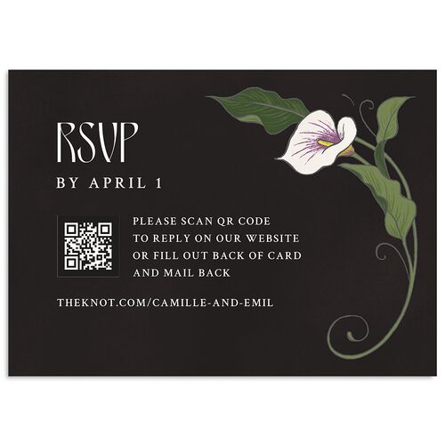 Calla Lily Nouveau Wedding Response Cards Licorice Signature Standard