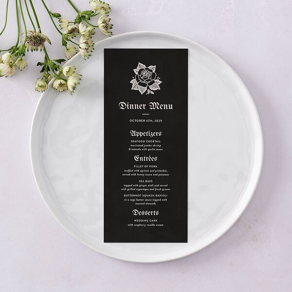 Moody Gothic Rose Menus Midnight Signature