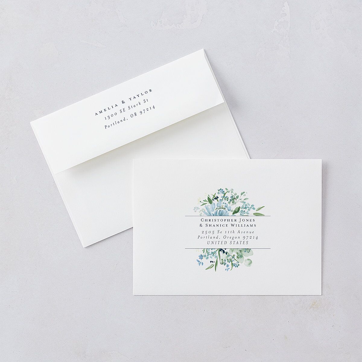 In Bloom Wedding Invitations Moody Blue Signature Blank No Standard