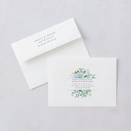 In Bloom Wedding Invitations Moody Blue Signature Blank No Standard