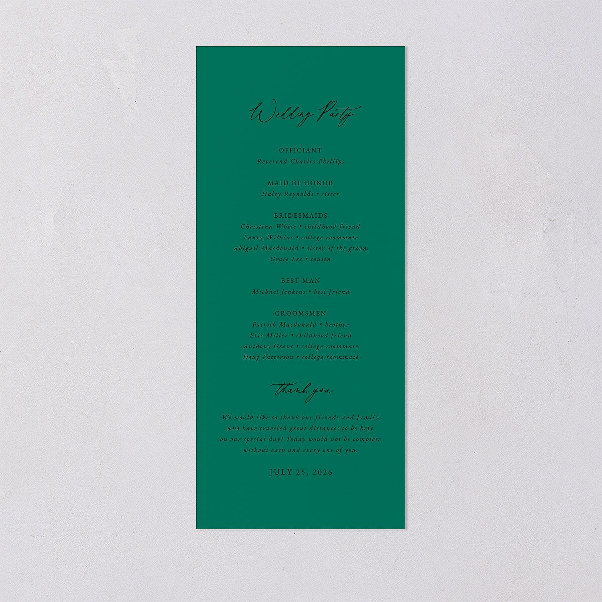 Peacock Nouveau Wedding Programs Gold Linen Signature