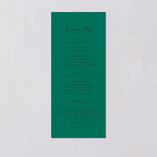 Peacock Nouveau Wedding Programs Gold Linen Signature