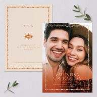 Hacienda Elegante Save The Date Cards Gold Cinnamon Signature smooth Blank No Standard