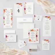 Blooming Dahlias Wedding Enclosure Cards Hot Pink Signature Standard