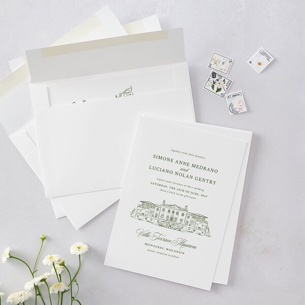 Your Own Classic Italian Venue Wedding Invitations Dark Camo Signature Blank No Standard