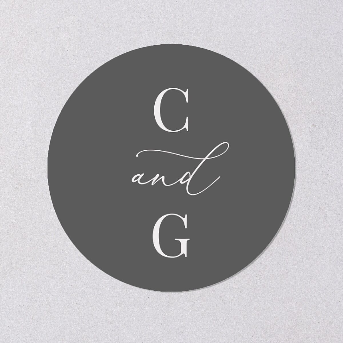 Romantic Calligraphy Wedding Stickers Silver Circle