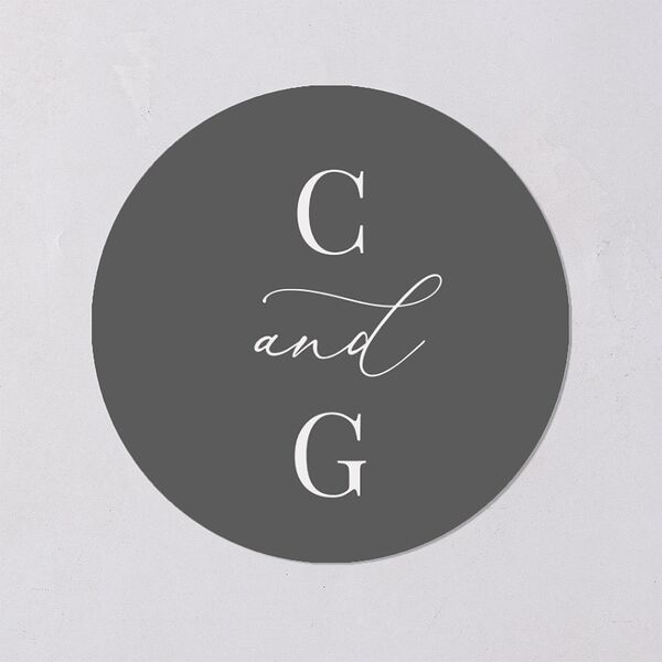 Romantic Calligraphy Wedding Stickers Silver Circle