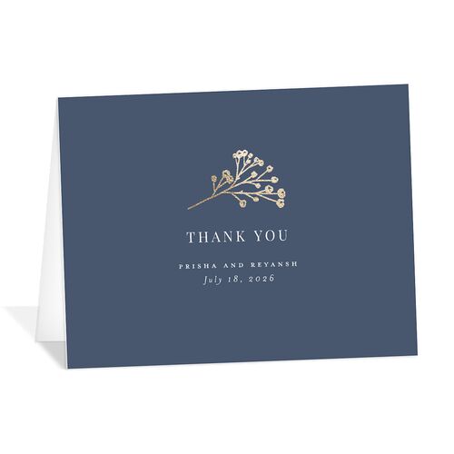 Baby's Breath Thank You Cards Gold Midnight Navy